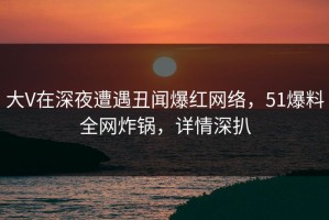 大V在深夜遭遇丑闻爆红网络，51爆料全网炸锅，详情深扒
