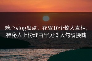 糖心vlog盘点：花絮10个惊人真相，神秘人上榜理由罕见令人勾魂摄魄