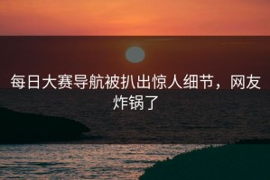 每日大赛导航被扒出惊人细节，网友炸锅了