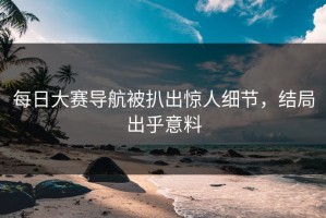 每日大赛导航被扒出惊人细节，结局出乎意料