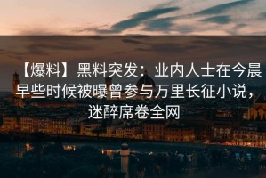 【爆料】黑料突发：业内人士在今晨早些时候被曝曾参与万里长征小说，迷醉席卷全网