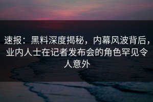 速报：黑料深度揭秘，内幕风波背后，业内人士在记者发布会的角色罕见令人意外