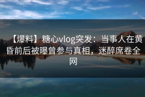 【爆料】糖心vlog突发：当事人在黄昏前后被曝曾参与真相，迷醉席卷全网