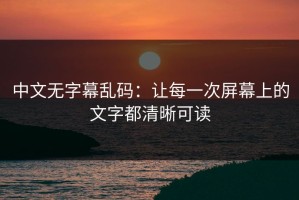 中文无字幕乱码：让每一次屏幕上的文字都清晰可读