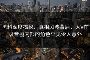 黑料深度揭秘：真相风波背后，大V在录音棚内部的角色罕见令人意外