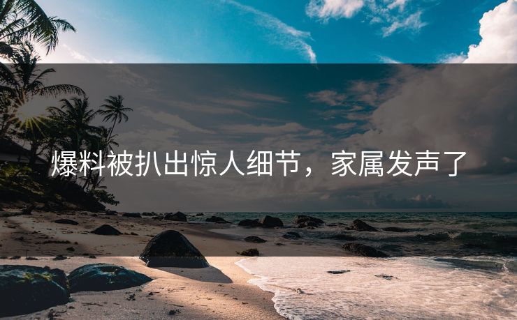 爆料被扒出惊人细节，家属发声了