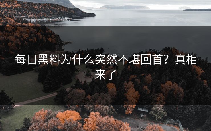 每日黑料为什么突然不堪回首？真相来了