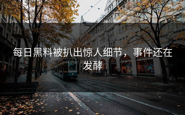 每日黑料被扒出惊人细节，事件还在发酵