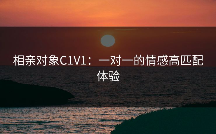相亲对象C1V1：一对一的情感高匹配体验