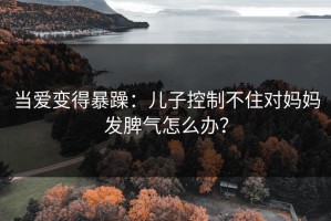 当爱变得暴躁：儿子控制不住对妈妈发脾气怎么办？