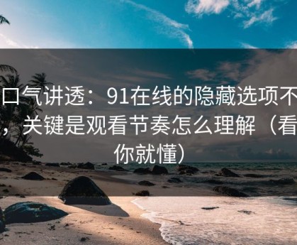 一口气讲透：91在线的隐藏选项不神秘，关键是观看节奏怎么理解（看完你就懂）