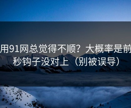 你用91网总觉得不顺？大概率是前三秒钩子没对上（别被误导）