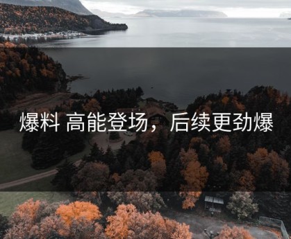 爆料 高能登场，后续更劲爆