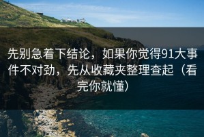 先别急着下结论，如果你觉得91大事件不对劲，先从收藏夹整理查起（看完你就懂）