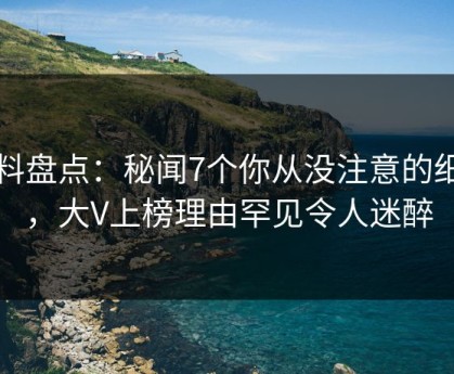 黑料盘点：秘闻7个你从没注意的细节，大V上榜理由罕见令人迷醉