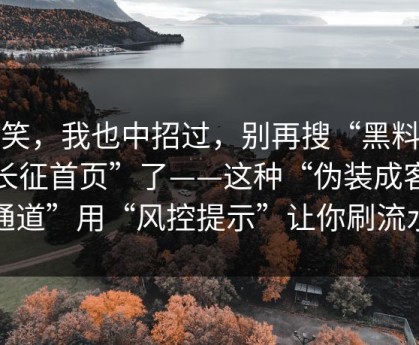 别笑，我也中招过，别再搜“黑料万里长征首页”了——这种“伪装成客服通道”用“风控提示”让你刷流水