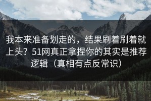我本来准备划走的，结果刷着刷着就上头？51网真正拿捏你的其实是推荐逻辑（真相有点反常识）