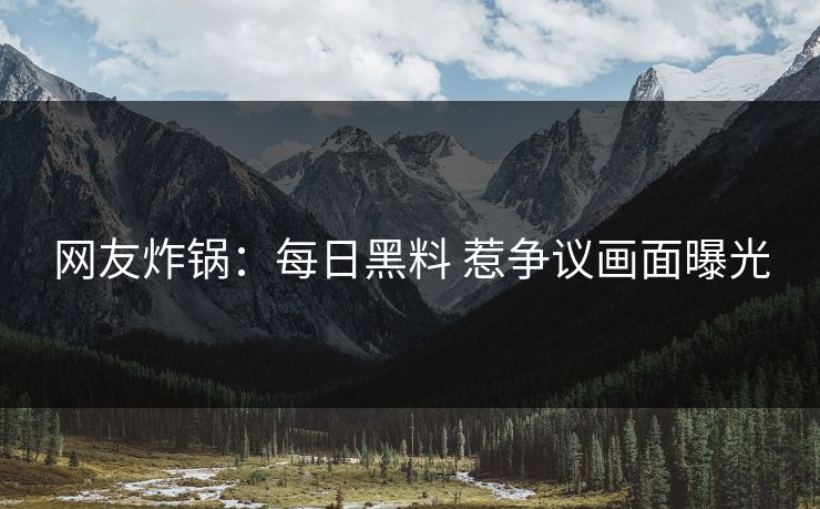 网友炸锅：每日黑料 惹争议画面曝光
