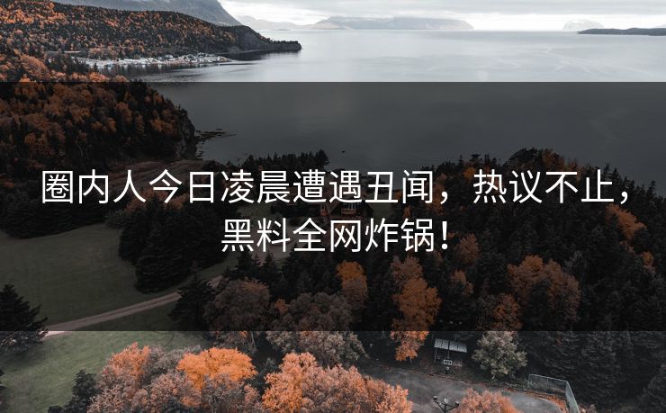 圈内人今日凌晨遭遇丑闻，热议不止，黑料全网炸锅！