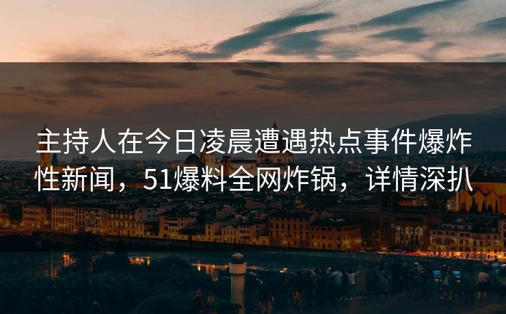 主持人在今日凌晨遭遇热点事件爆炸性新闻，51爆料全网炸锅，详情深扒