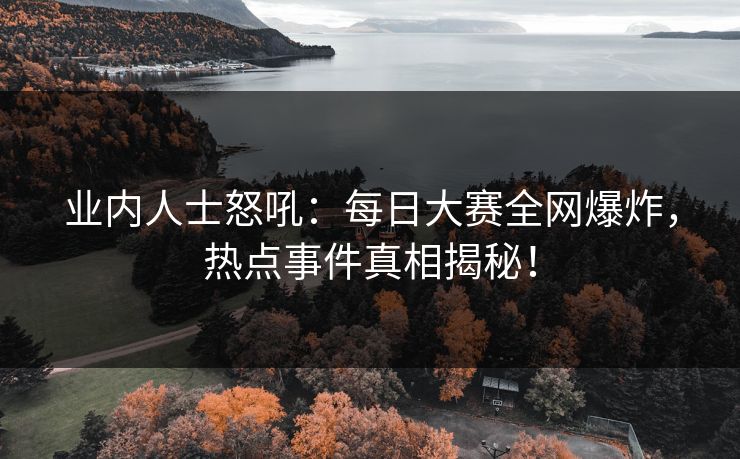 业内人士怒吼：每日大赛全网爆炸，热点事件真相揭秘！