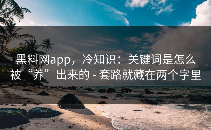 黑料网app，冷知识：关键词是怎么被“养”出来的 - 套路就藏在两个字里