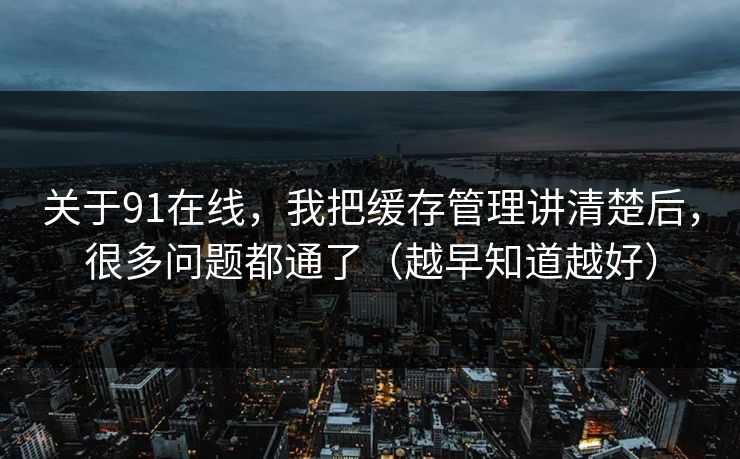 关于91在线，我把缓存管理讲清楚后，很多问题都通了（越早知道越好）