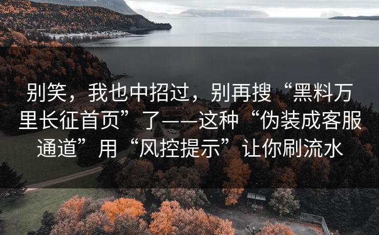 别笑,我也中招过,别再搜“黑料万里长征首页”了——这种“伪装成客服通道”用“风控提示”让你刷流水 别笑,我也中招过,别再搜“黑料万里长征首页”了——这种“伪装成客服通道”用“风控提示”让你刷流水